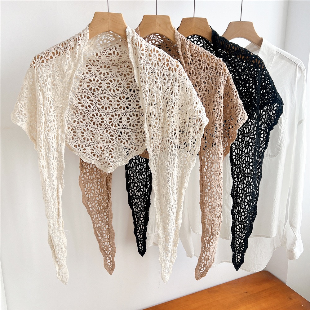 Écharpe Triangle en Dentelle Florale pour Femme, Châle Léger de Haute Qualité, Voile de Plage, Hijab Musulman, Voile de Mariage pour Femme