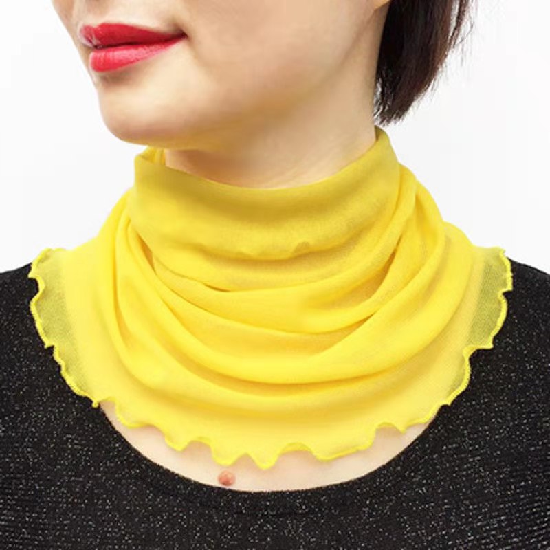 Bavoir en Polyester pour femmes, foulard en soie, protège-cou, faux col, Protection solaire, décoratif, doux, respirant, haute élasticité, E50