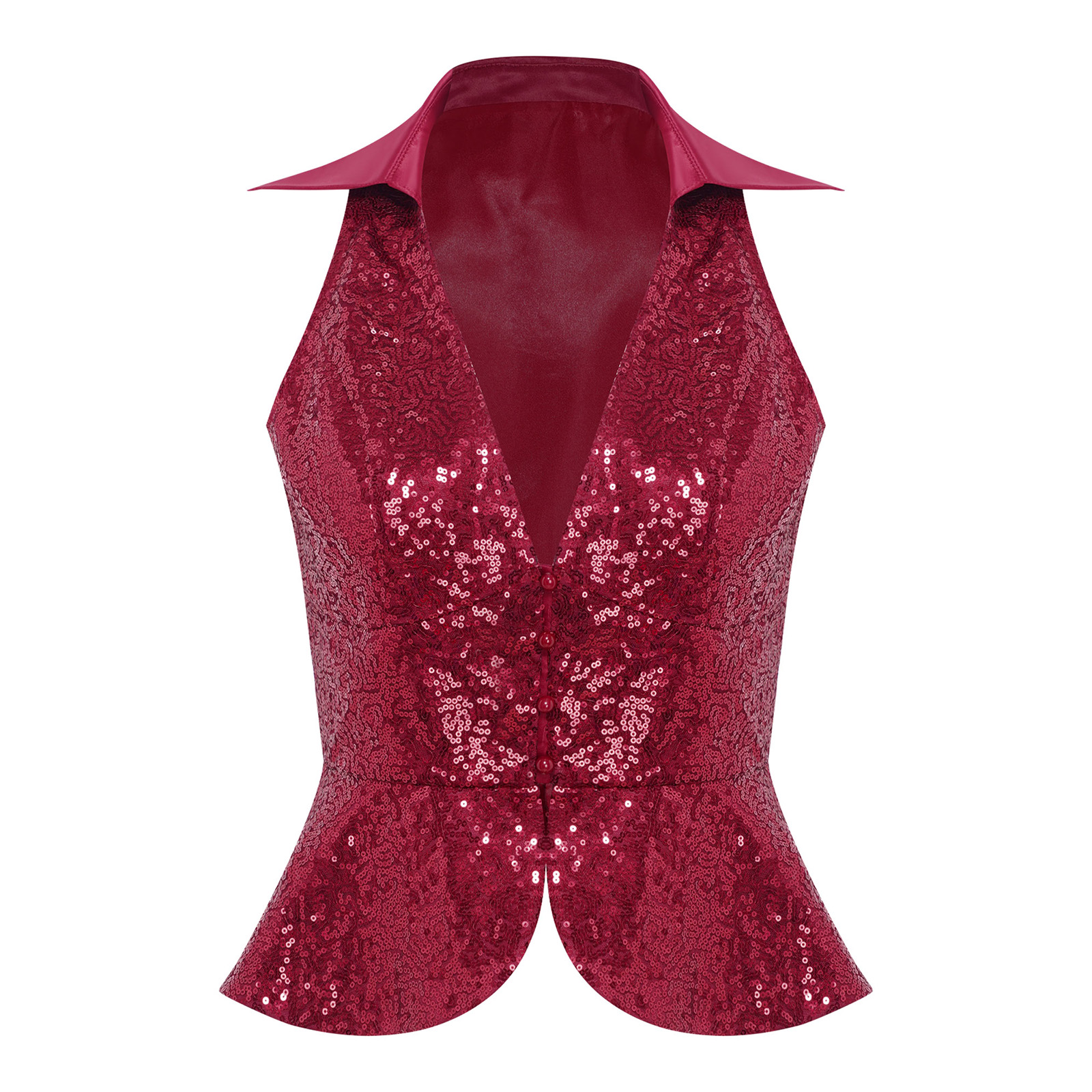 Gilet à paillettes pour femmes, revers scintillant, sans manches, pour boîte de nuit, Jazz, danse, fête, hauts habillés, gilet de Festival de musique Rave