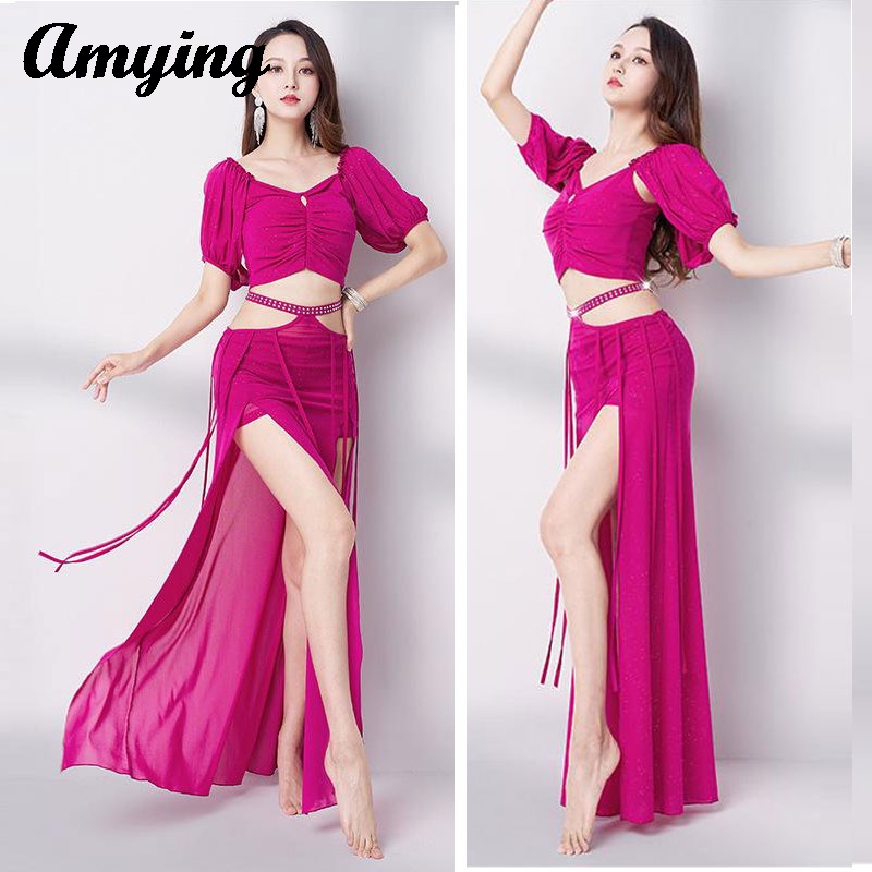 Robe d'entraînement de danse du ventre, nouvelle robe longue féerique Sexy, ensemble pour débutants, robe de danse orientale, robe d'équipe de spectacle pour femmes