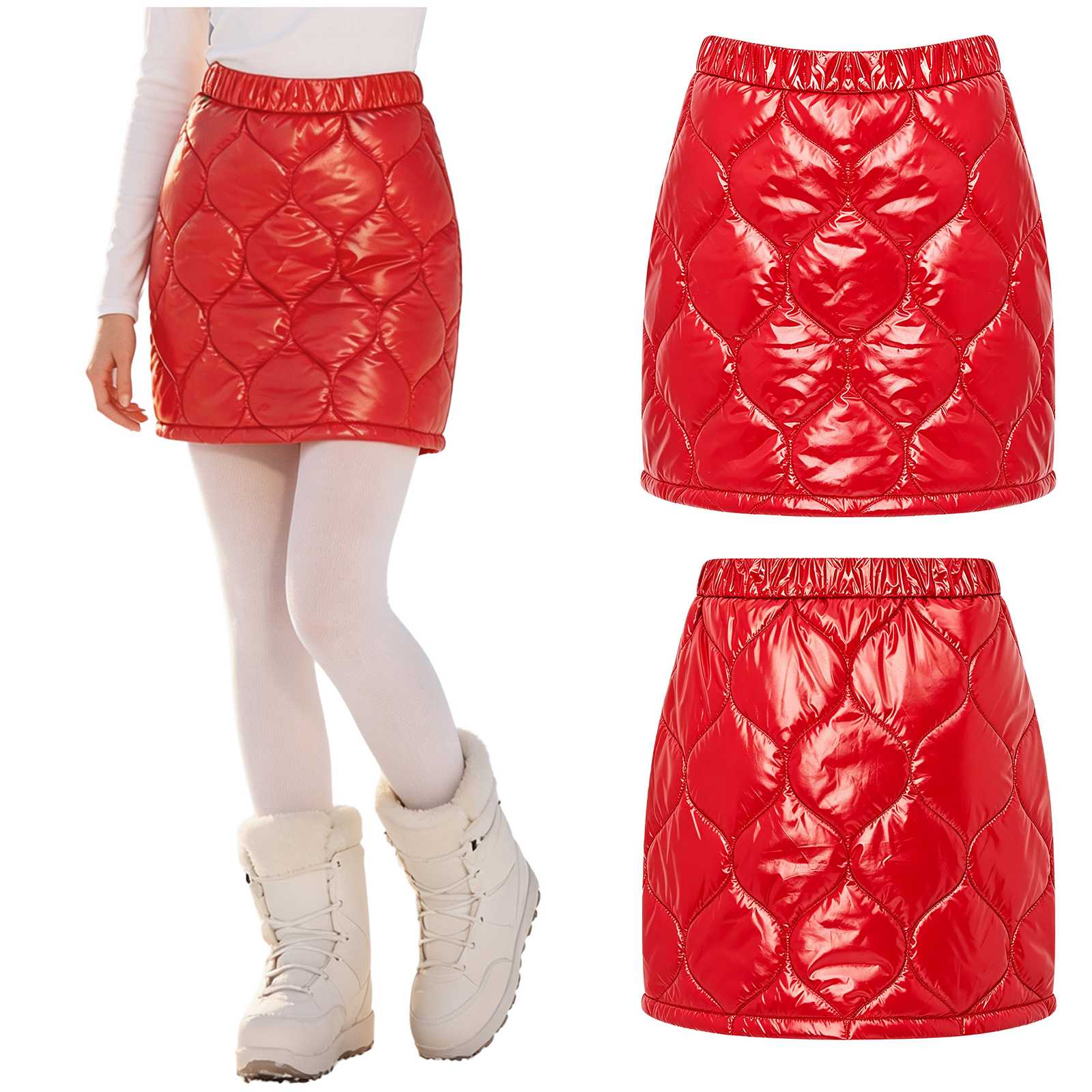 Jupe matelassée pour femmes, taille élastique, fermeture éclair latérale, mini-jupe trapèze, imperméable, rembourrée, pour club, fête, randonnée, marche