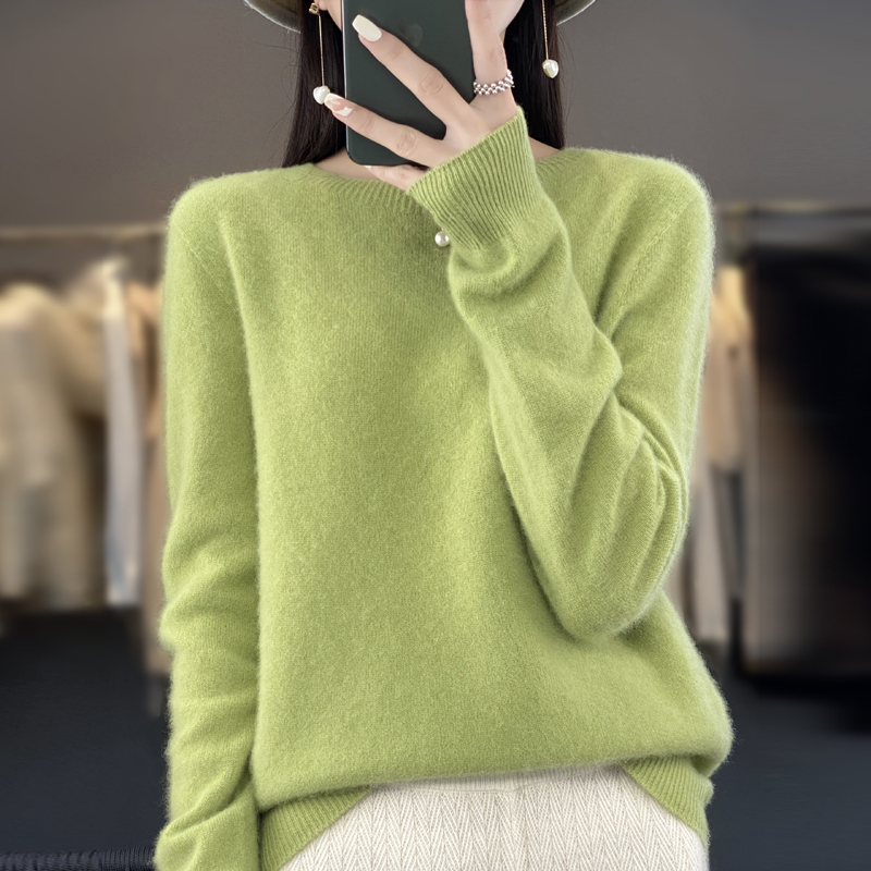 Nouveau pull en cachemire pour femme, automne et hiver, 100% laine mérinos, col rond, pull chaud tendance