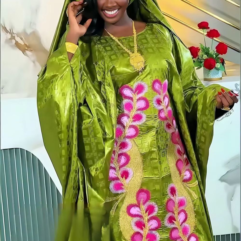 Robes longues de soirée africaines grande taille pour femmes 2026 – Nouvelle robe de luxe brodée Bazin élégante pour mariage musulman turc