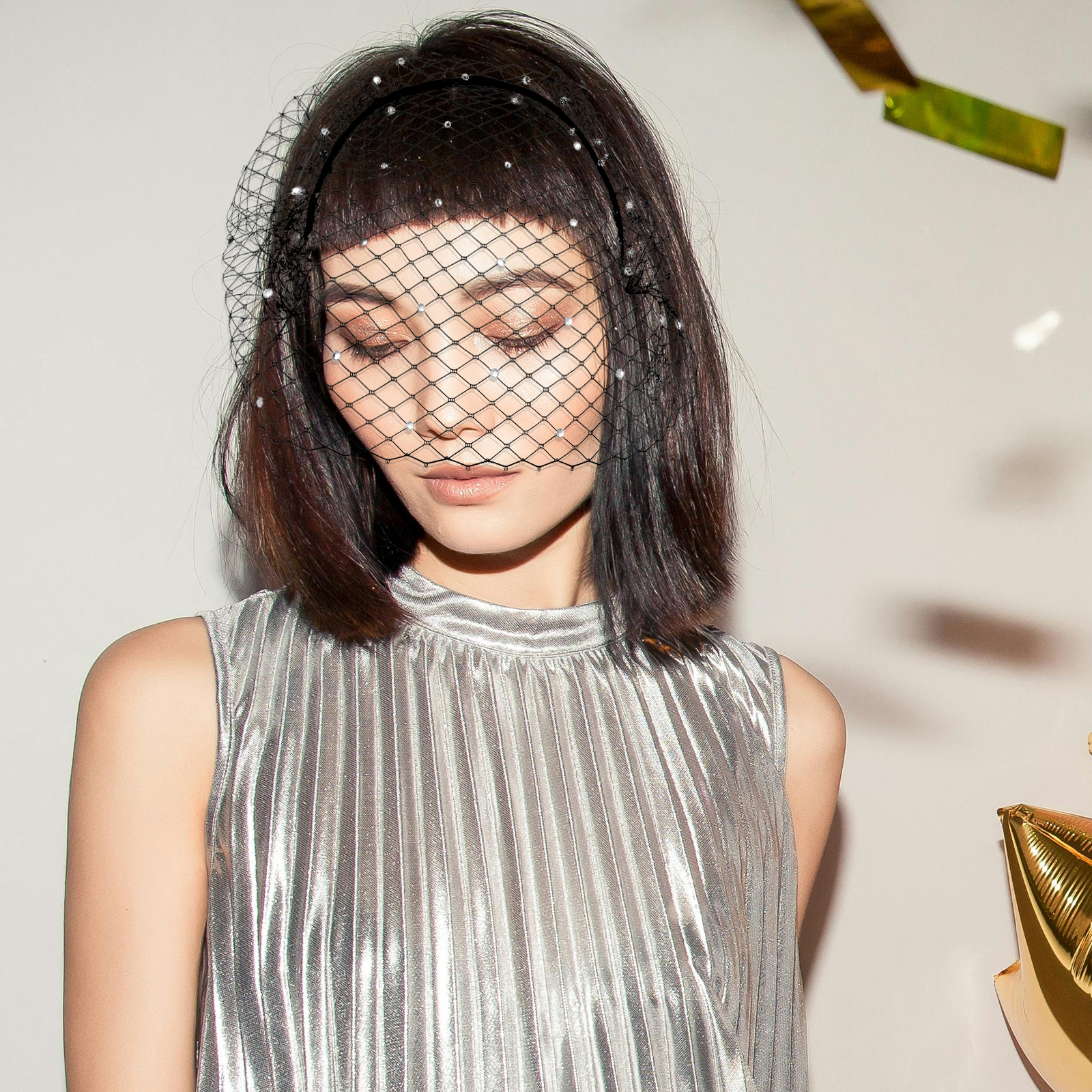 Voile en maille noire, bandeau, cage à oiseaux, léger et délicat, accessoire pour cheveux de mariée, fascinateur pour fête de mariage