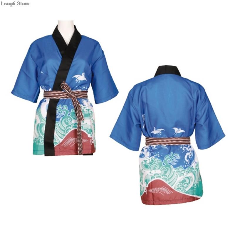 Manteau de Chef de Style japonais, uniforme de Sushi, Kimono de Restaurant, chemises de cuisine, serveuse, serveur, vêtements de travail, hauts, vestes de Chef