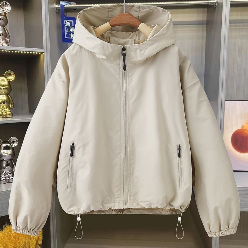 Manteau d'automne pour femmes 2026, veste à capuche, manches longues, poches zippées, coupe-vent décontracté, vestes basiques, vêtements d'extérieur, capuche à empiècements E25