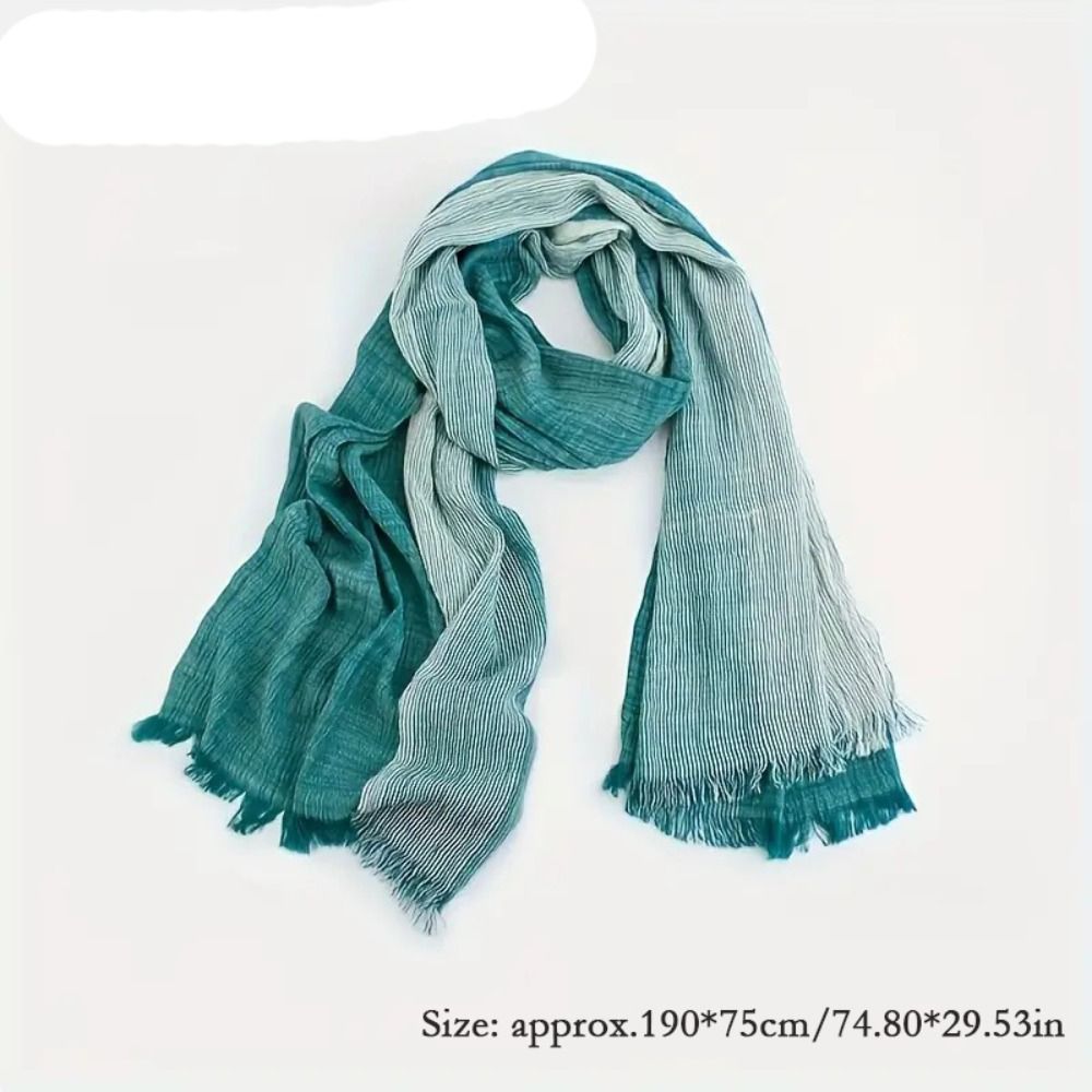 Écharpe rayée décontractée en coton et lin unisexe, foulard long de la présidence, châles doux et chauds avec pompon, patchwork déformable, hiver