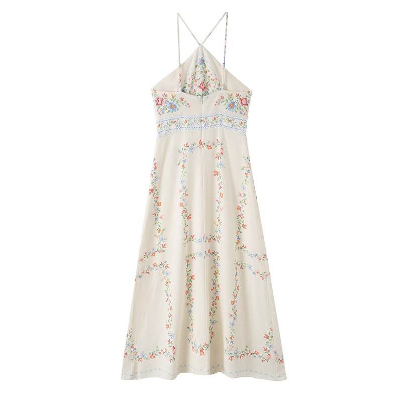 Robe Camisole pour femmes, imprimé floral, robe midi, coupe ajustée, style vacances, plage d'été, élégante, mode féminine, nouvelle collection