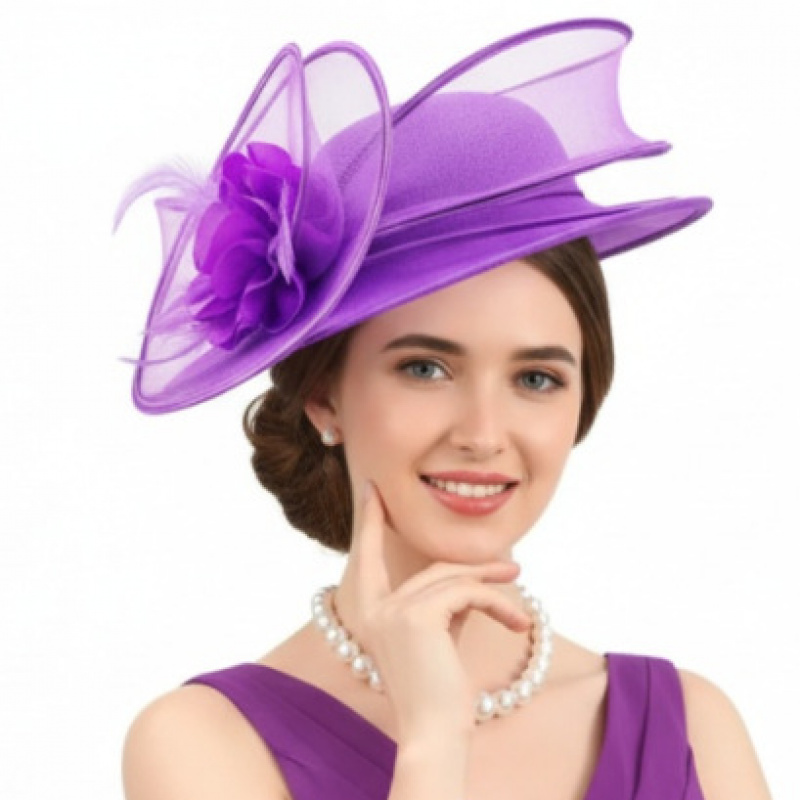 Chapeau de soleil à large bord pour femme, en maille, forme concave, protection des yeux, fascinateur, chapeau d'église