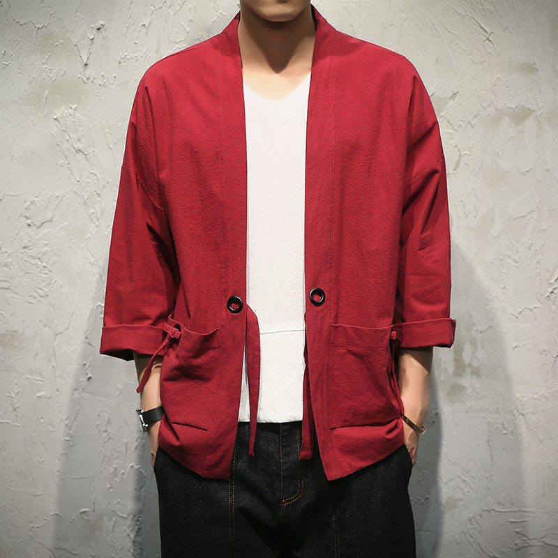Cardigan kimono vintage pour hommes, Haori entreMiHarajuku, costume de samouraï de style japonais, chemise masculine, grande taille, vêtements asiatiques, veste