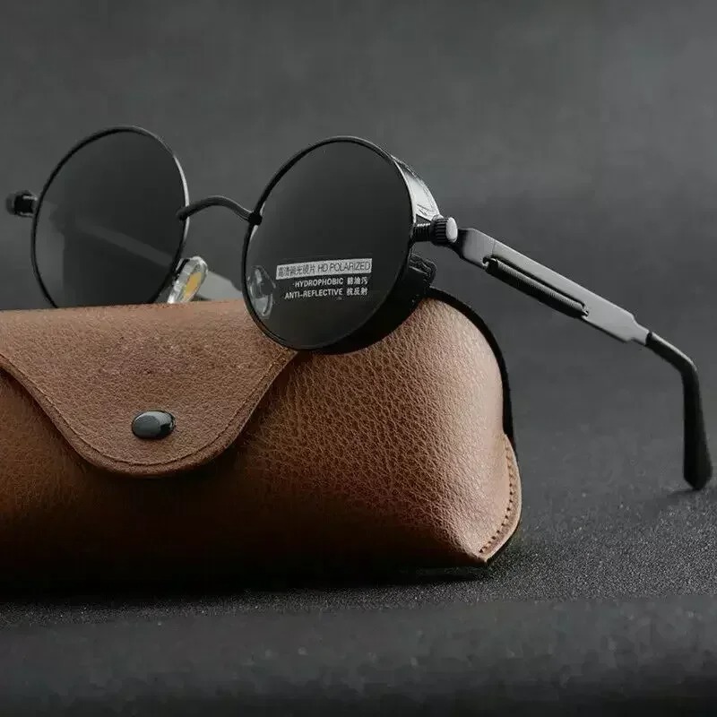 Lunettes de soleil gothiques steampunk unisexes, de luxe, de haute qualité, pour hommes et femmes, monture ronde en métal rétro, lunettes de soleil UV400