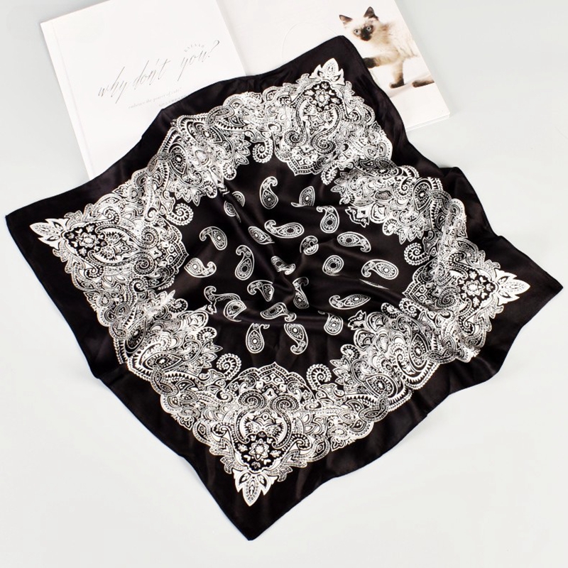 Foulard de luxe en soie naturelle pour femmes, Bandana carré, Paisley, cravate, bracelet de poignet, ruban pour cheveux, printemps 100%