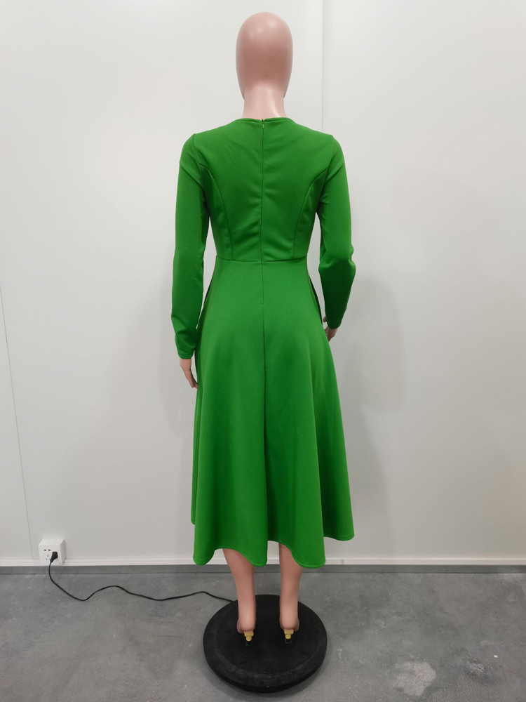 Robes d'église élégantes pour femmes, automne 2025, manches longues, col rond, taille haute, ligne a, mi-mollet, robe de Cocktail avec poches