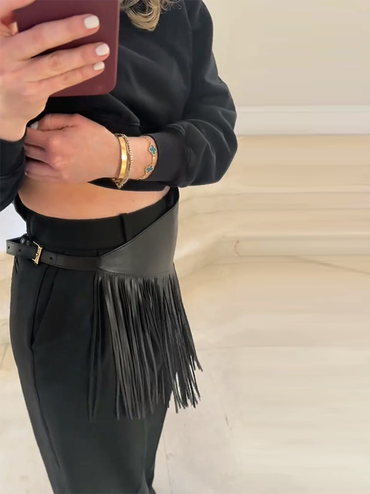 Ceinture ajustable asymétrique en similicuir PU pour femme, avec lacets, style peplum, large et longue, pour une taille cintrée et souple, accessoire de mode