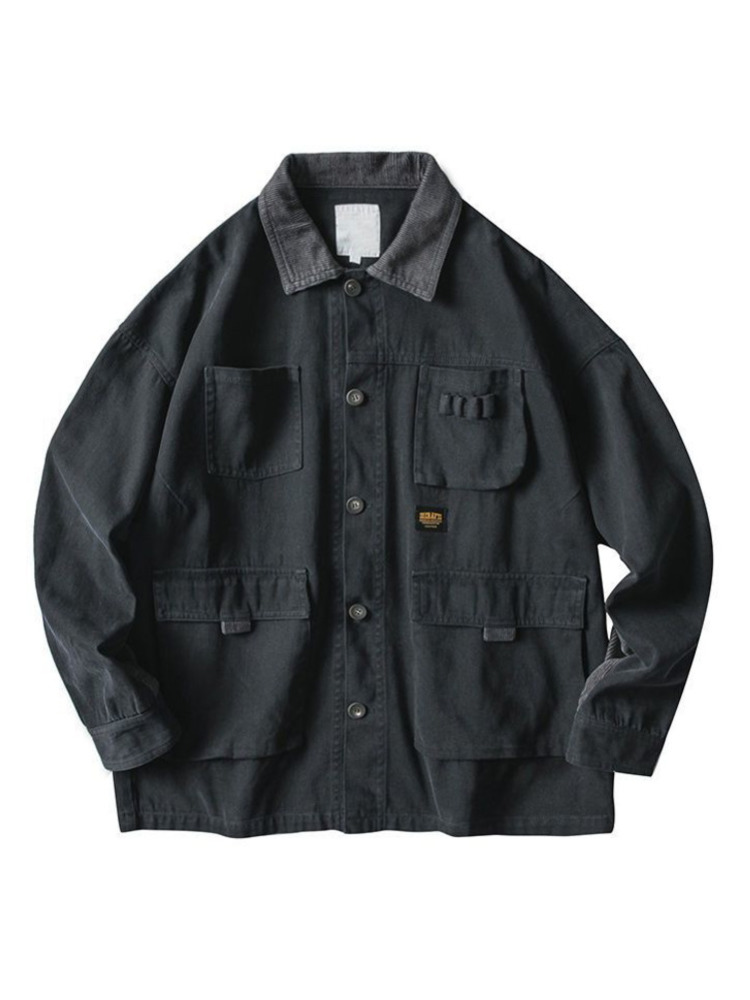 Veste fine cargo vert armée style streetwear japonais pour hommes et femmes, chemise-manteau Harajuku, vêtement militaire décontracté tendance, tenue de travail printemps