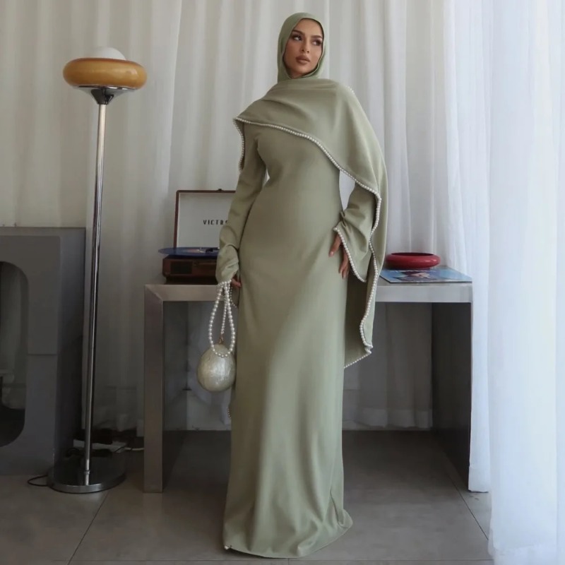 Robe marocaine pour femme, Abaya musulmane perlée, Abayas de Dubaï, Ensemble cape et manteau, Caftan, Robe, Caftan Ramadan orné de diamants, Caftan Jalabiya 2026