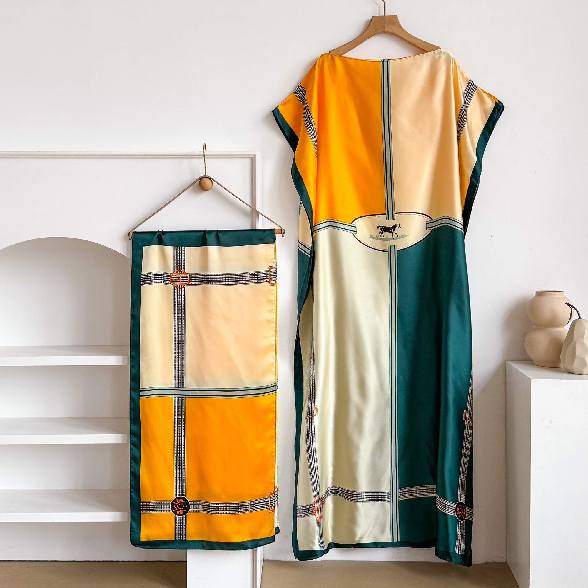 Nouvelle Robe Kaftan d'été pour Femme avec Grande Écharpe, Abaya Ample, Robe Décontractée Imprimée, Style Africain, Dubaï, Turquie