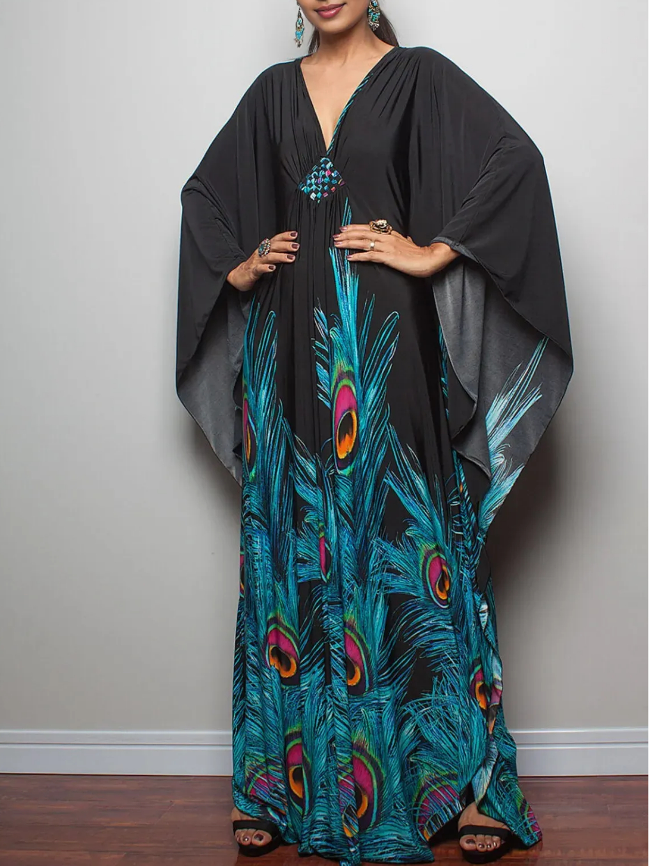 Robe caftan pour femmes, grande taille, manches chauve-souris hawaïennes, robe de plage, robe de bain d'été