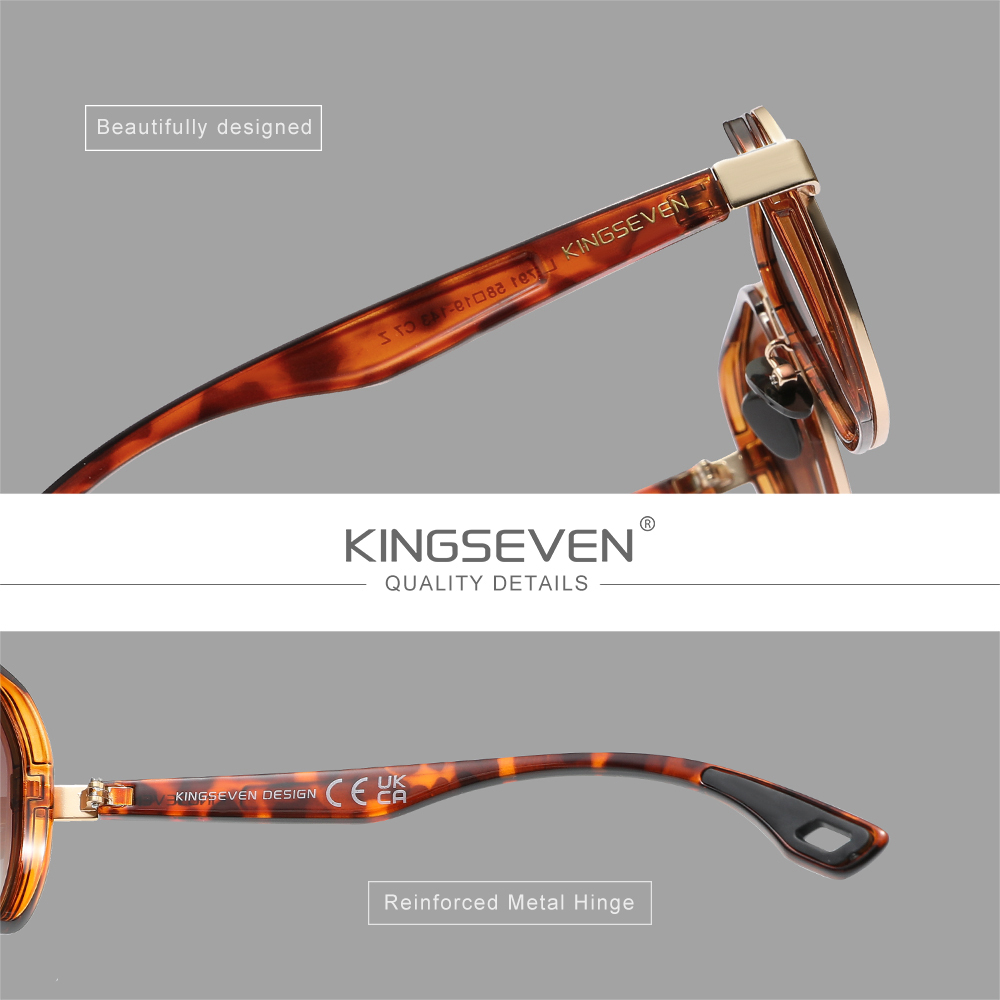 Lunettes de soleil rondes de marque KINGSEVEN pour hommes et femmes, polarisées, lunettes de luxe, lunettes de voyage, lunettes de soleil UV400