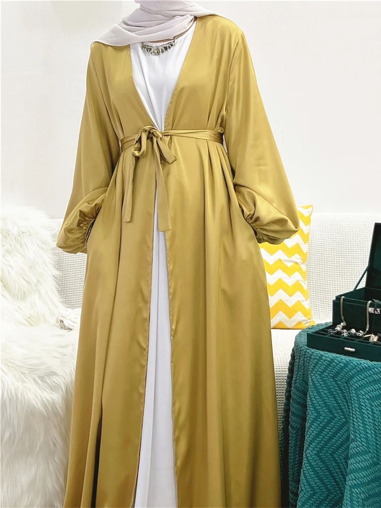 Abaya en Satin pour Femme, Kimono de Luxe, Kaftan Musulman, Arabe, Robes, Caftan, Vêtements Islamiques, Eid Dubai