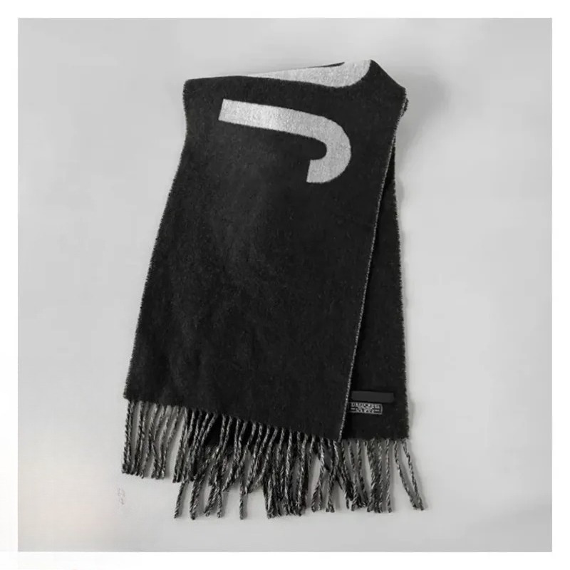 Écharpe 100% laine pour femmes, marque de luxe, écharpe d'hiver épaisse et chaude, monogramme, châle en cachemire de haute qualité pour femmes.