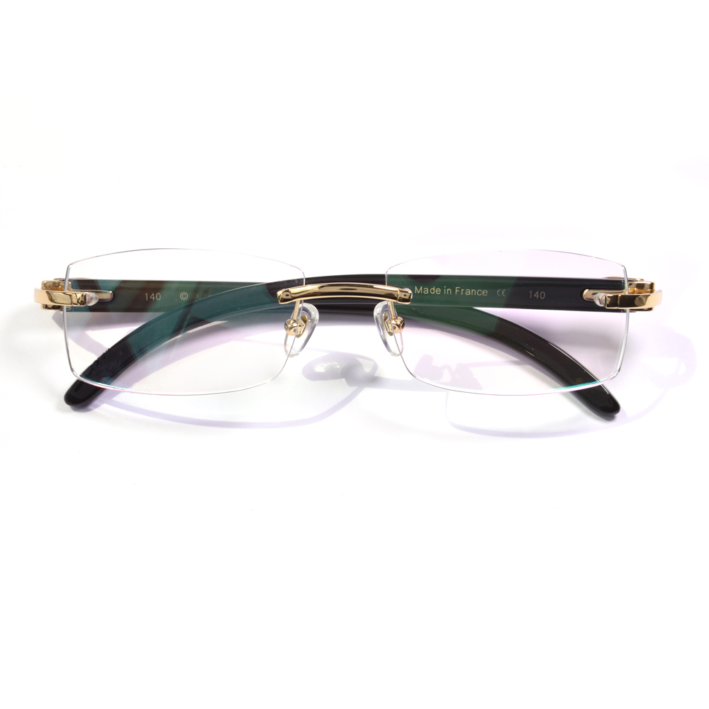 Lunettes de luxe sans monture en corne de bœuf naturelle, monture pour moi, Vintage, rectangulaires, originales, en bois, pour myopie, sur Prescription
