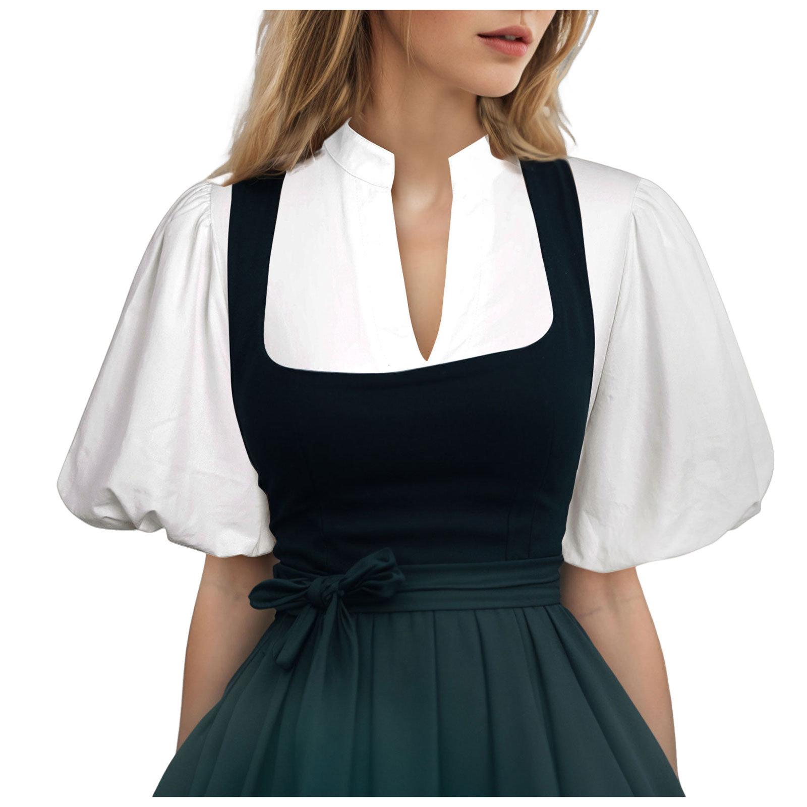 Chemisier de Costume pour femmes, manches cape blanches, chemisier Dirndl en dentelle Jacquard ajouré, chemisier de bière bavaroise, Costume traditionnel