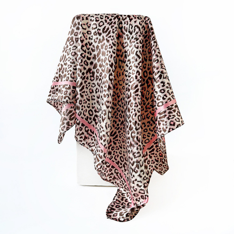 Écharpe carrée de luxe 90*90cm pour femmes, élégante, hijab, foulard léopard, écharpe en soie douce, châle long