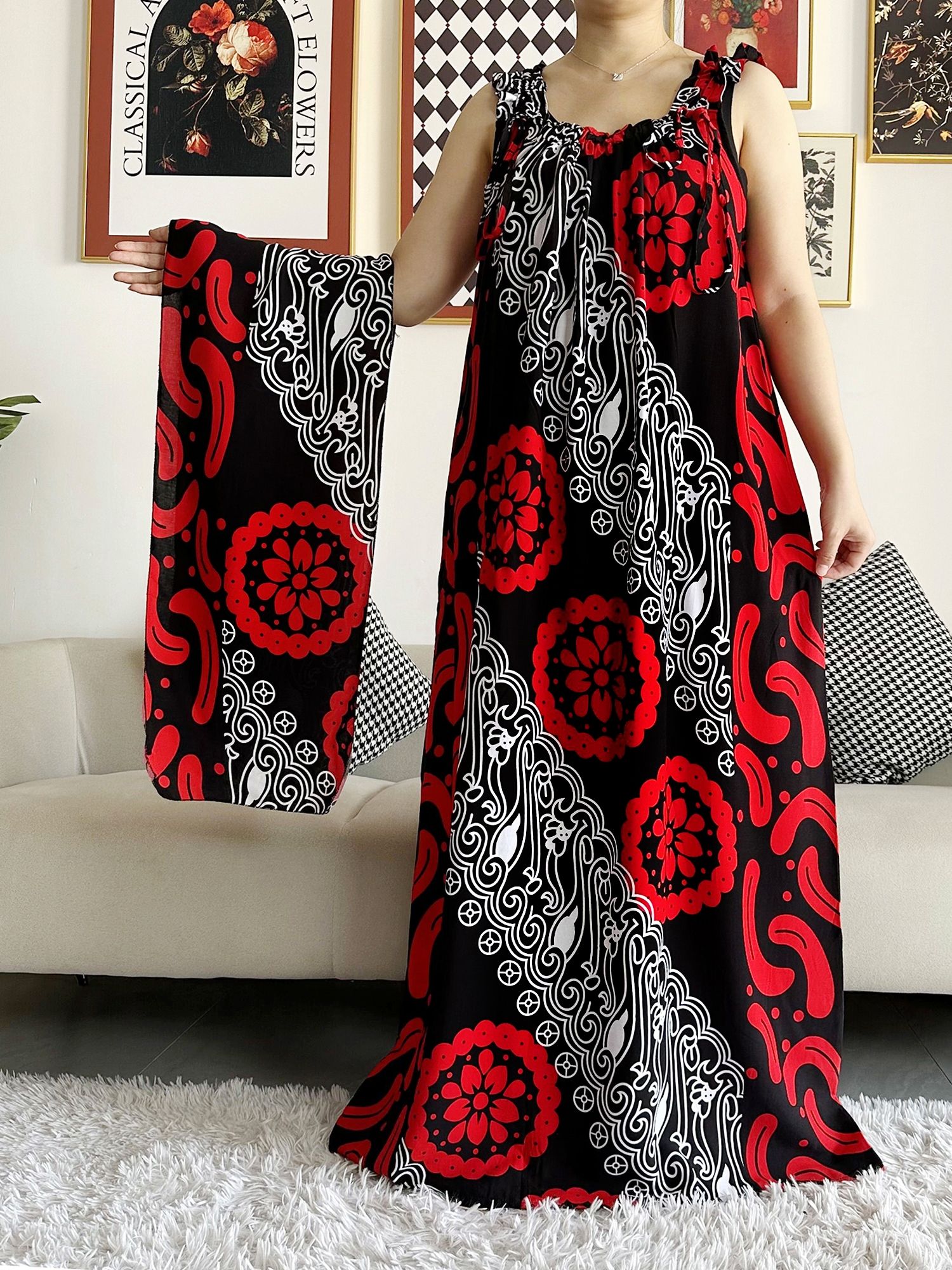 Robe d'été en coton avec écharpes pour femme, Dashiki africain, robe maxi pour femme, robe caftan, robe éducative, nouveau, 2023