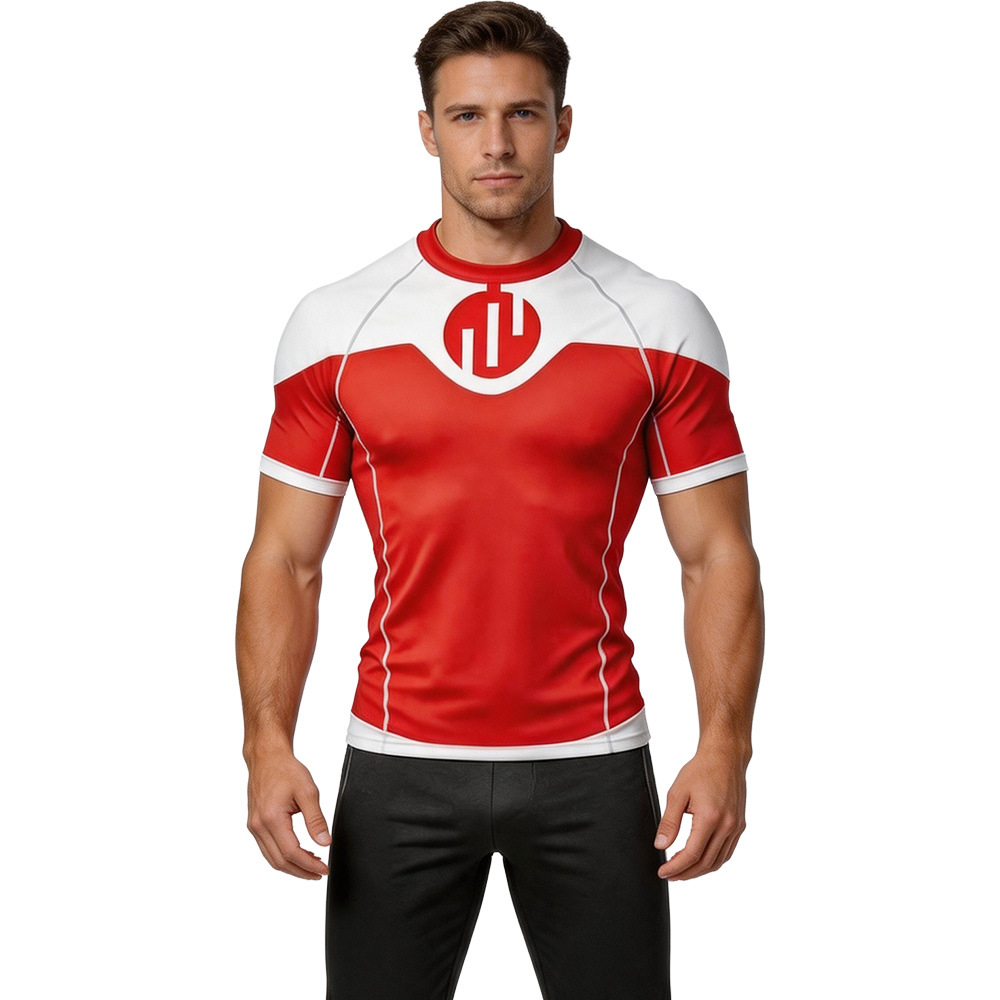 Haut de course à manches longues et col rond pour l'entraînement en extérieur, costume de cosplay invincible, t-shirt de plongée anti-UV