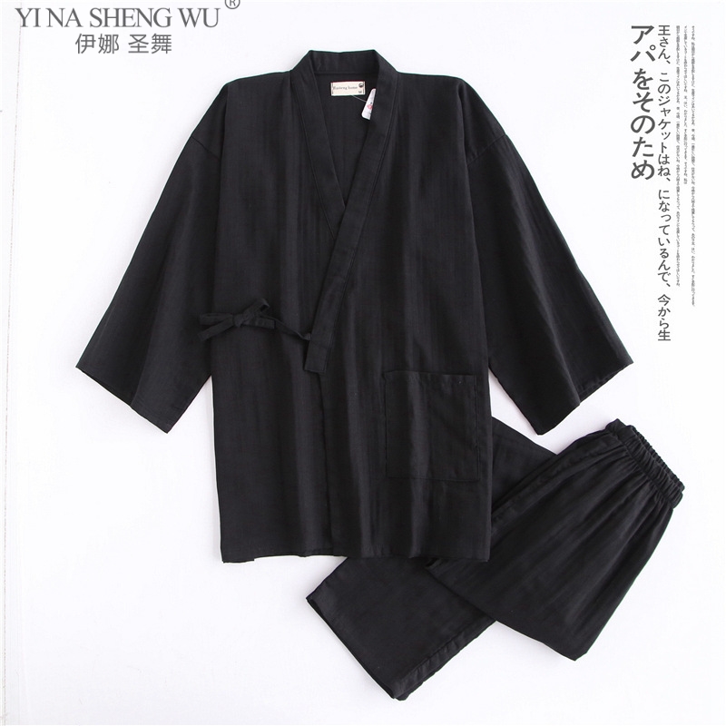 Ensemble pyjama japonais traditionnel pour hommes, Robe en coton, pantalon, Kimono Haori Yukata, chemise de nuit, robe douce, vêtements de nuit, tenues Obi