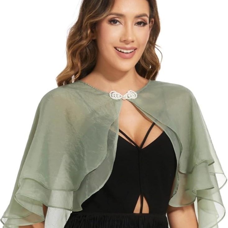 Élégant châle boléro en mousseline transparente pour femme, protection solaire, écharpe en soie fine, couverture de soirée pour mariage, fête, robe de bal