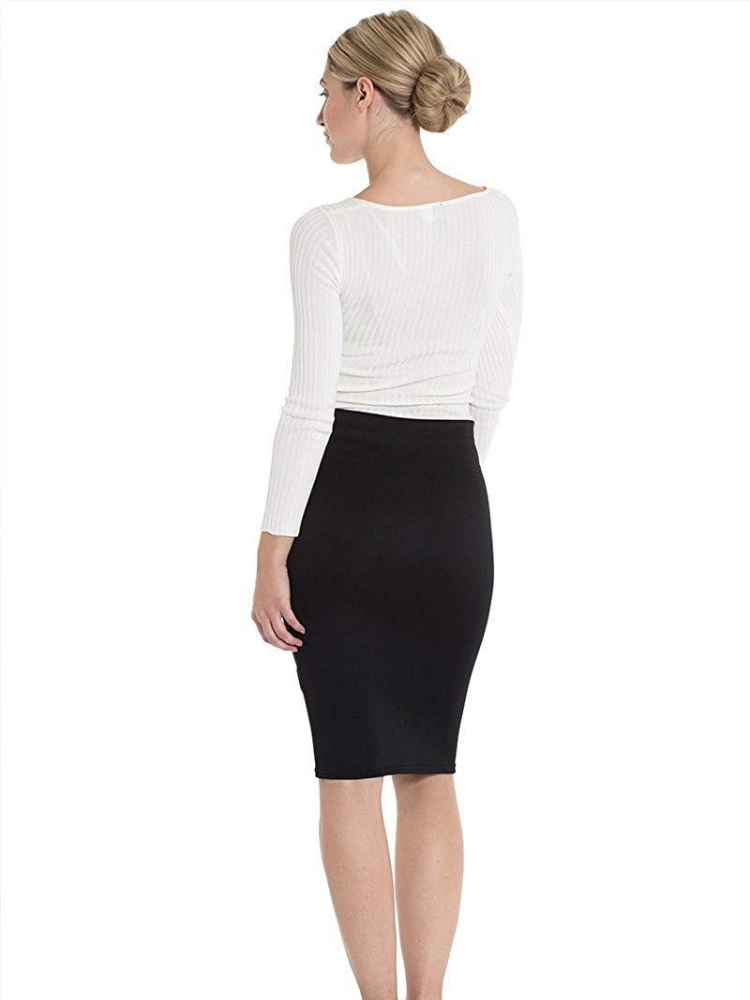 Jupe mi-longue élastique, coupe amincissante, taille haute, tendance, longueur aux genoux, vêtements pour dames, jupe serrée pour printemps et été