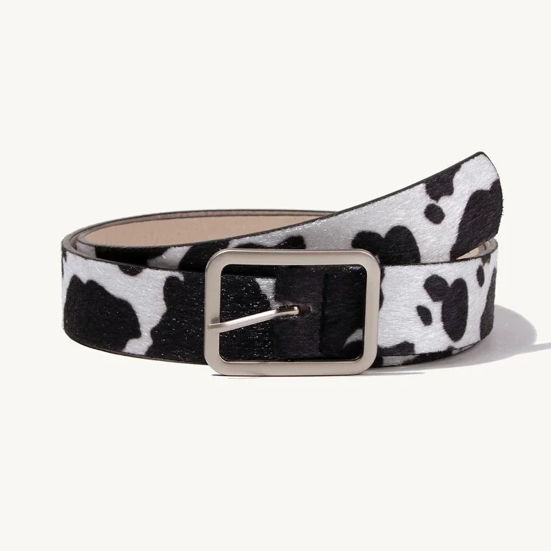 Nouvelle ceinture carrée pour femme de 2,9 cm x 100 cm de large, imprimé rayé vache laitière, accessoire de décoration pour robe et vêtements