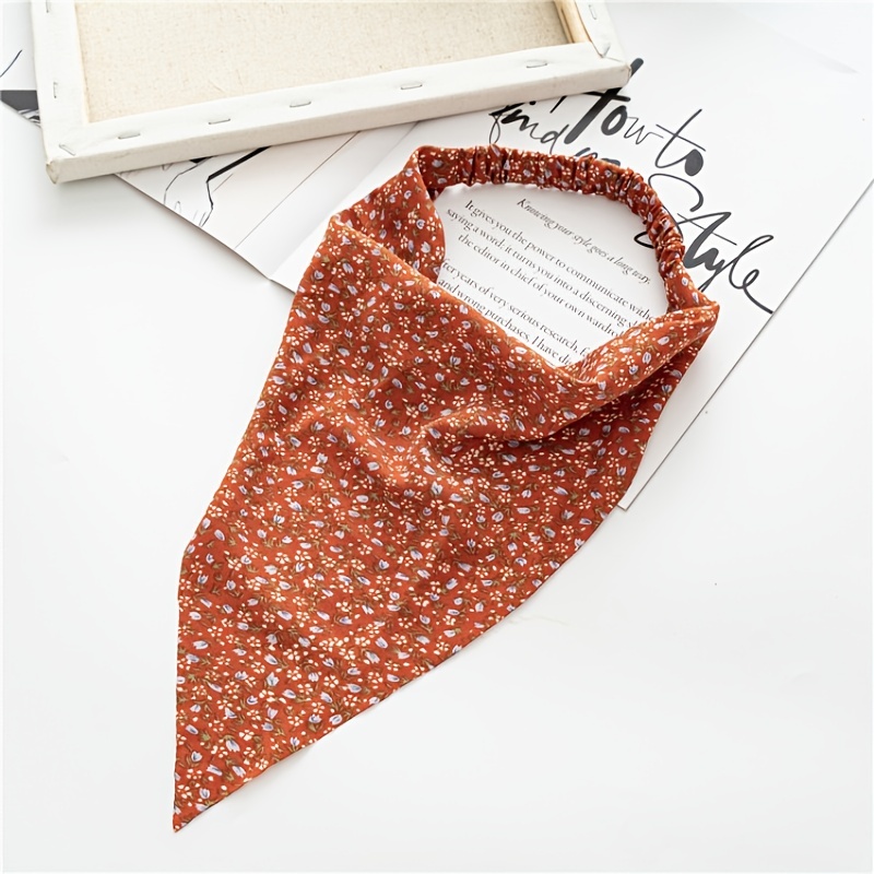 Lot de 5 bandeaux floraux bohèmes – Foulard triangulaire élastique en mousseline pour femmes et filles – Accessoire capillaire élégant pour toutes les occasions