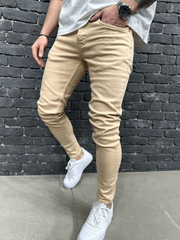 Jean homme pantalon Slim décontracté kaki élasticité mode Denim pantalon Streetwear homme vêtements Cowboy coupe ajustée pantalon crayon