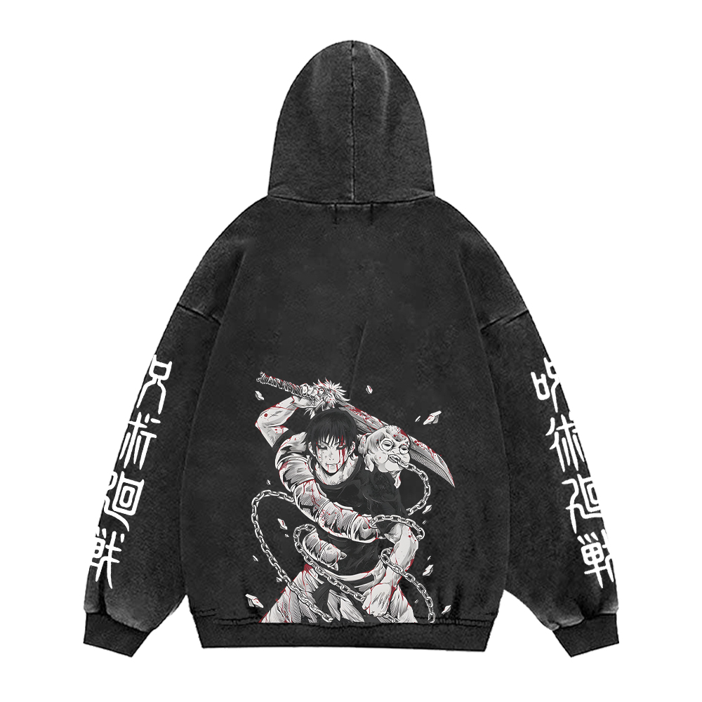 Japon Anime Jujutsu Kaisen drôle graphique sweats à capuche Vintage lavé surdimensionné à capuche manches longues sweat à capuche en coton hommes femmes vêtements