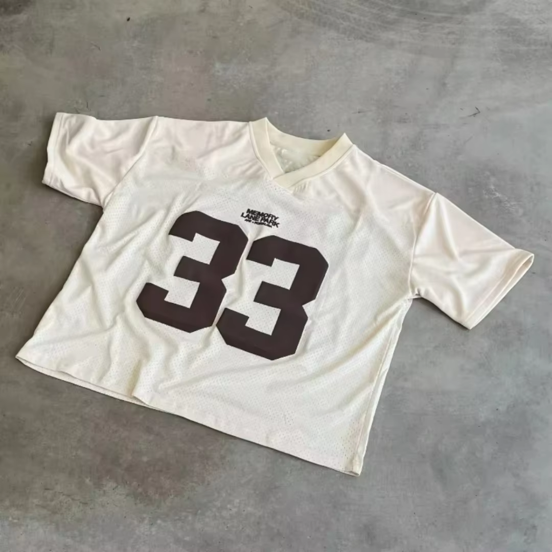T-shirt rétro en maille respirante pour hommes et femmes, vêtements de sport de rue, d'université, surdimensionné, unisexe, Football, séchage rapide, Y2k