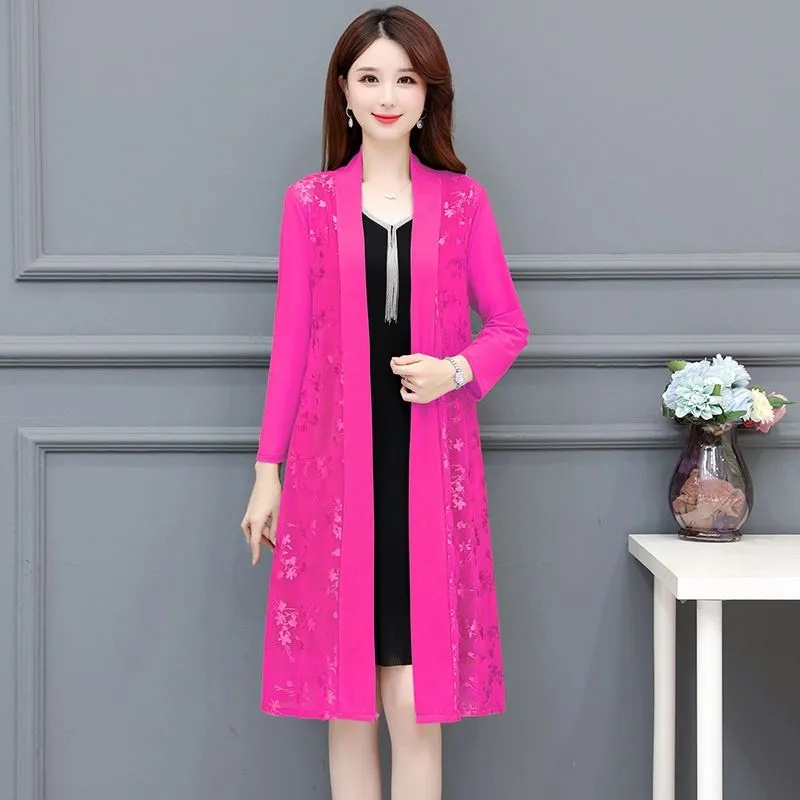 Veste cardigan imprimée à manches longues pour femmes, vêtements de protection solaire d'été, manteau de protection solaire, mince, mi-long, monochrome, femme, nouveau