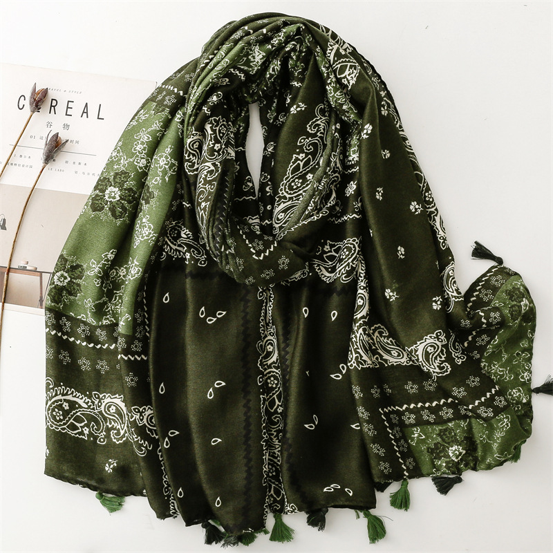 Écharpe en coton à pampilles florales Paisley, châle en Viscose respirant, protection solaire décontractée, écharpes de voyage pour femmes musulmanes, Hijab Sjaal, hiver 2026