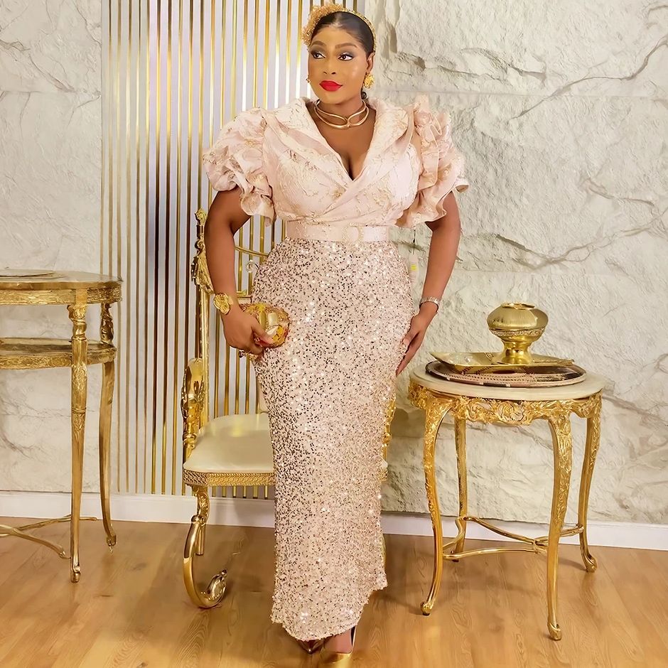 Robe de soirée grande taille pour femmes, tenue africaine de luxe à paillettes, élégante, turquie, longue robe de soirée de mariage, Ankara, vêtements pour dames