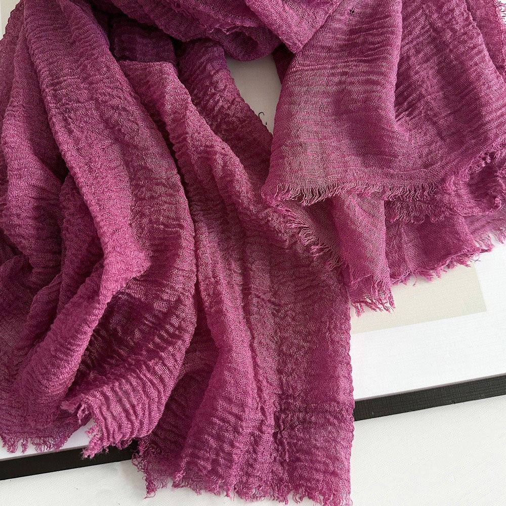 Nouveau hijab grande taille, foulard respirant, uni, froissé, couleur unie, bandana