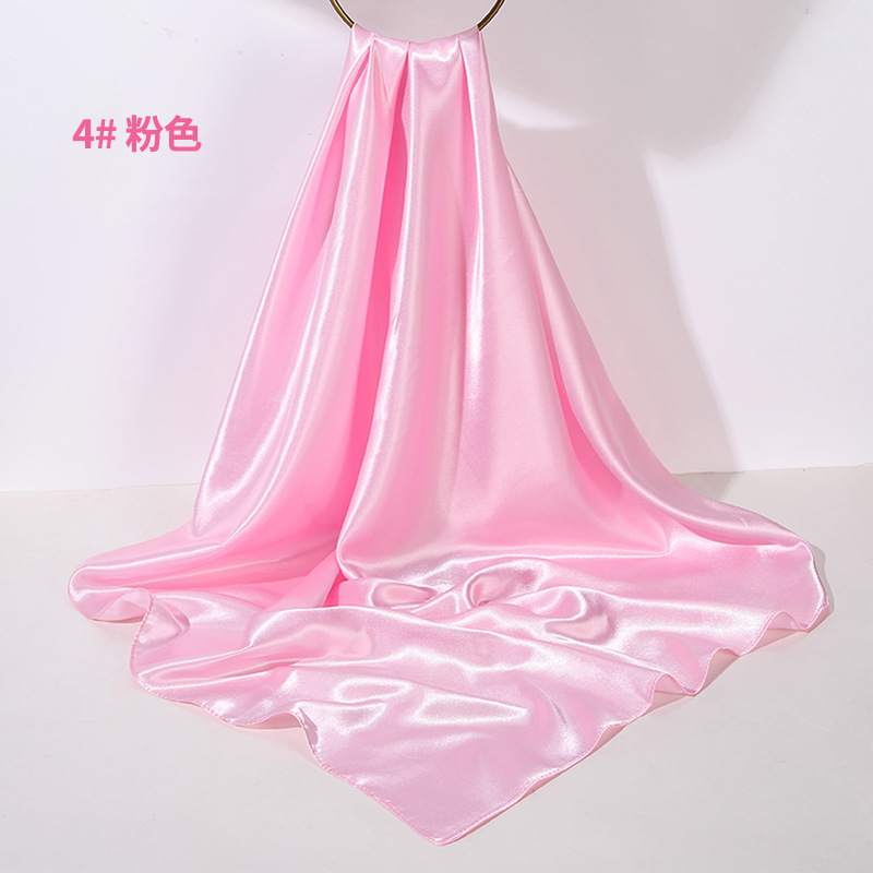 Foulard carré uni 90 cm en satin brillant imitation soie, protection solaire, châle lisse et brillant, foulard satiné pour femme, mode