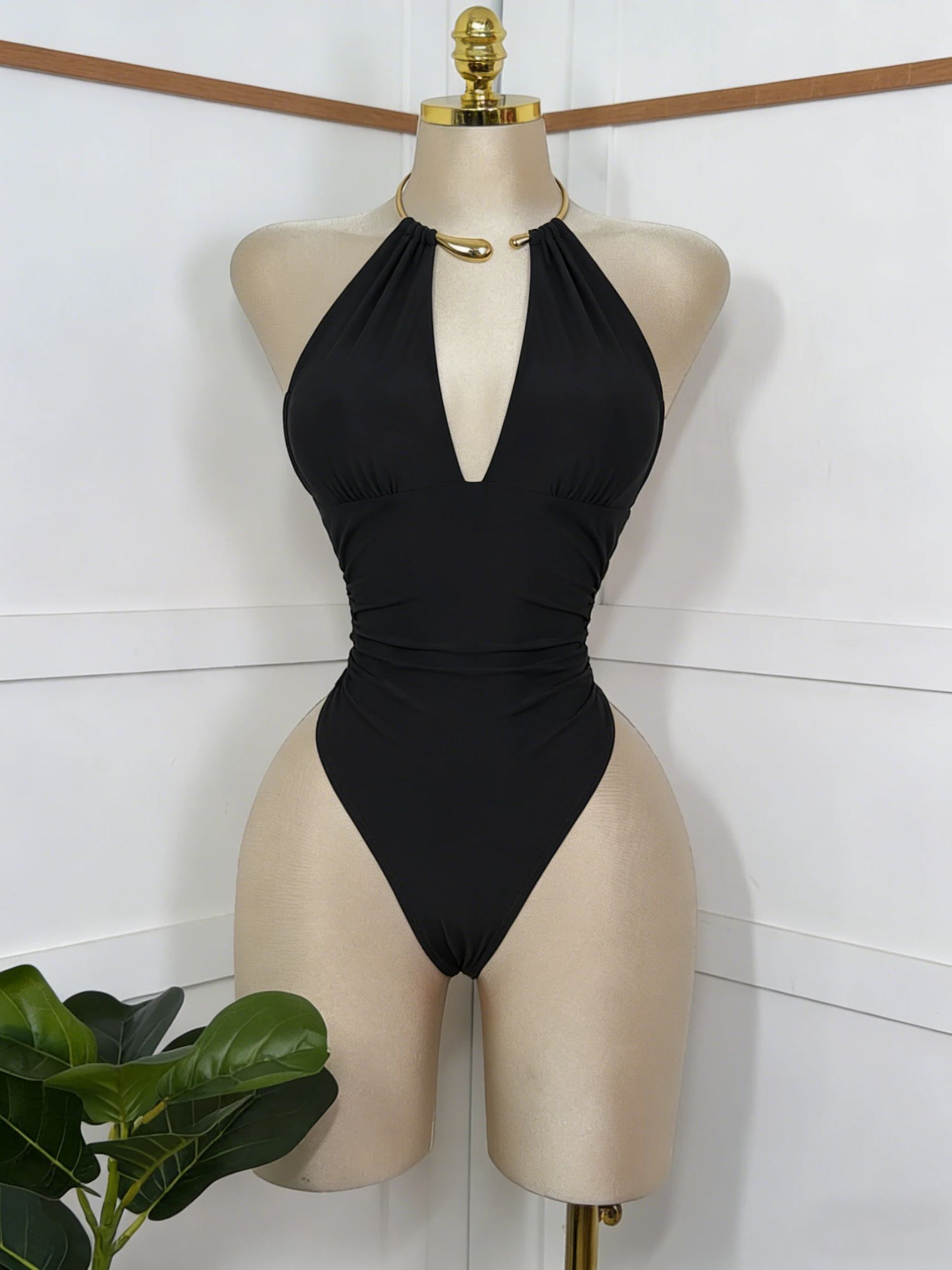 Maillot de bain sexy pour femme, col en V, coupe haute, amincissant, style monokini, idéal pour les vacances d'été