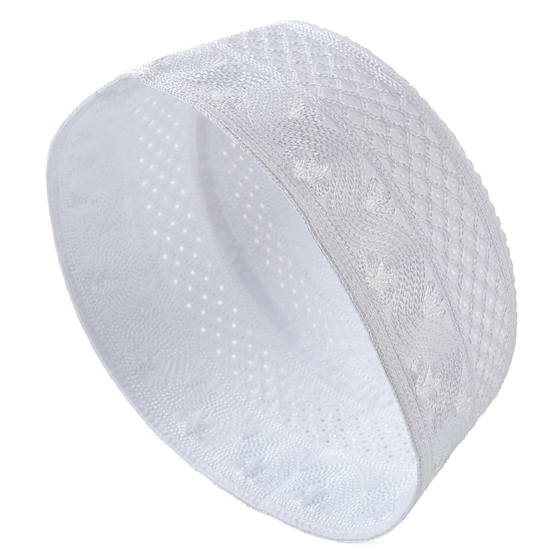 Casquette de prière brodée à dessus plat en maille respirante pour hommes et adultes, chapeau islamique de Style saoudien, casquette de trajet décontractée à la mode
