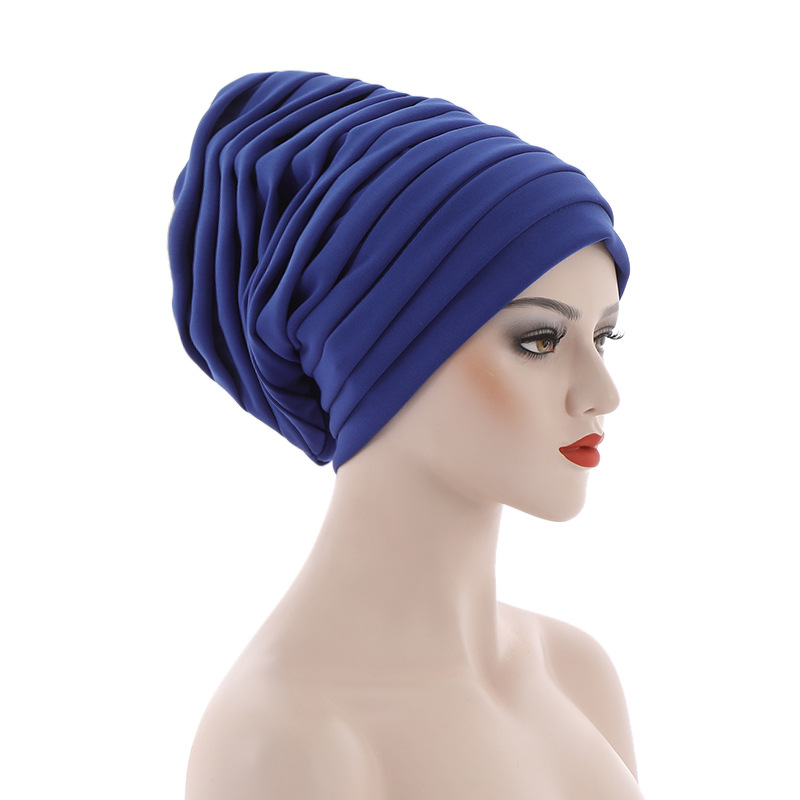 Couvre-chef africain plissé et froissé pour femme, bonnet, hijab turc, cravate de sauna déjà faite, casquette unie pour dames musulmanes
