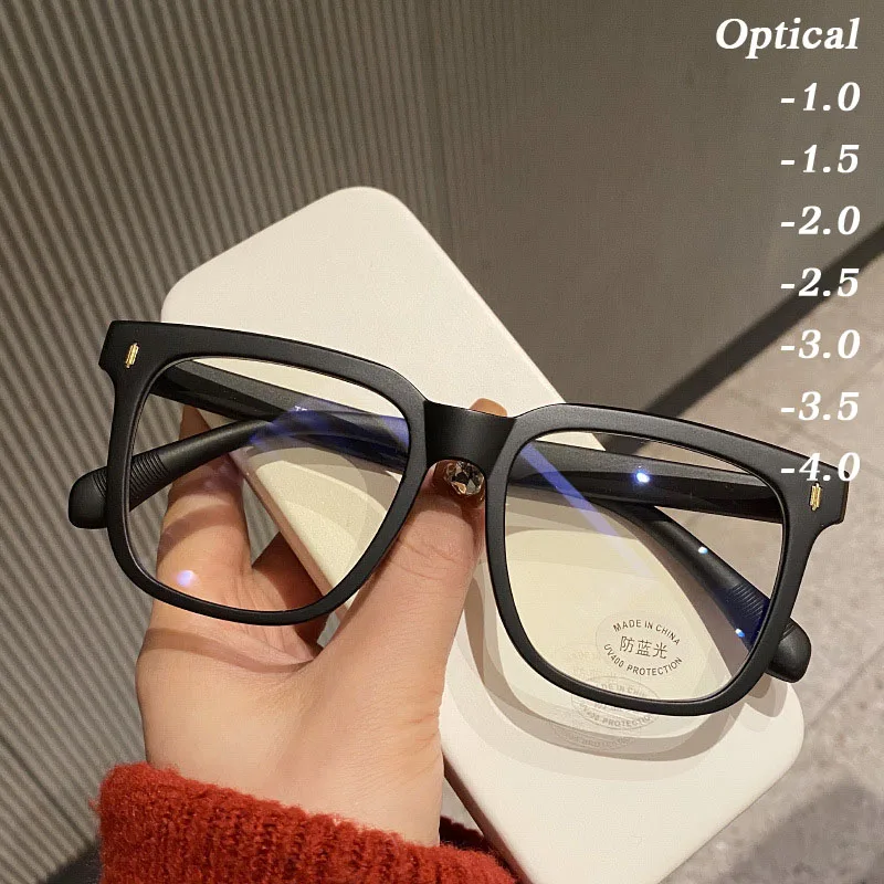 Lunettes de myopie surdimensionnées pour femmes et hommes, anti-lumière bleue, lunettes d'ordinateur, verres dioptriques, lunettes optiques de luxe sur ordonnance