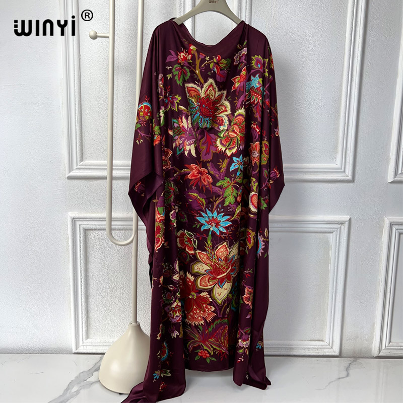 Robes africaines WINYI pour femmes, mode bohème, kaftan imprimé, robe maxi de plage, abaya Dubaï pour femmes musulmanes, robes de soirée 2024