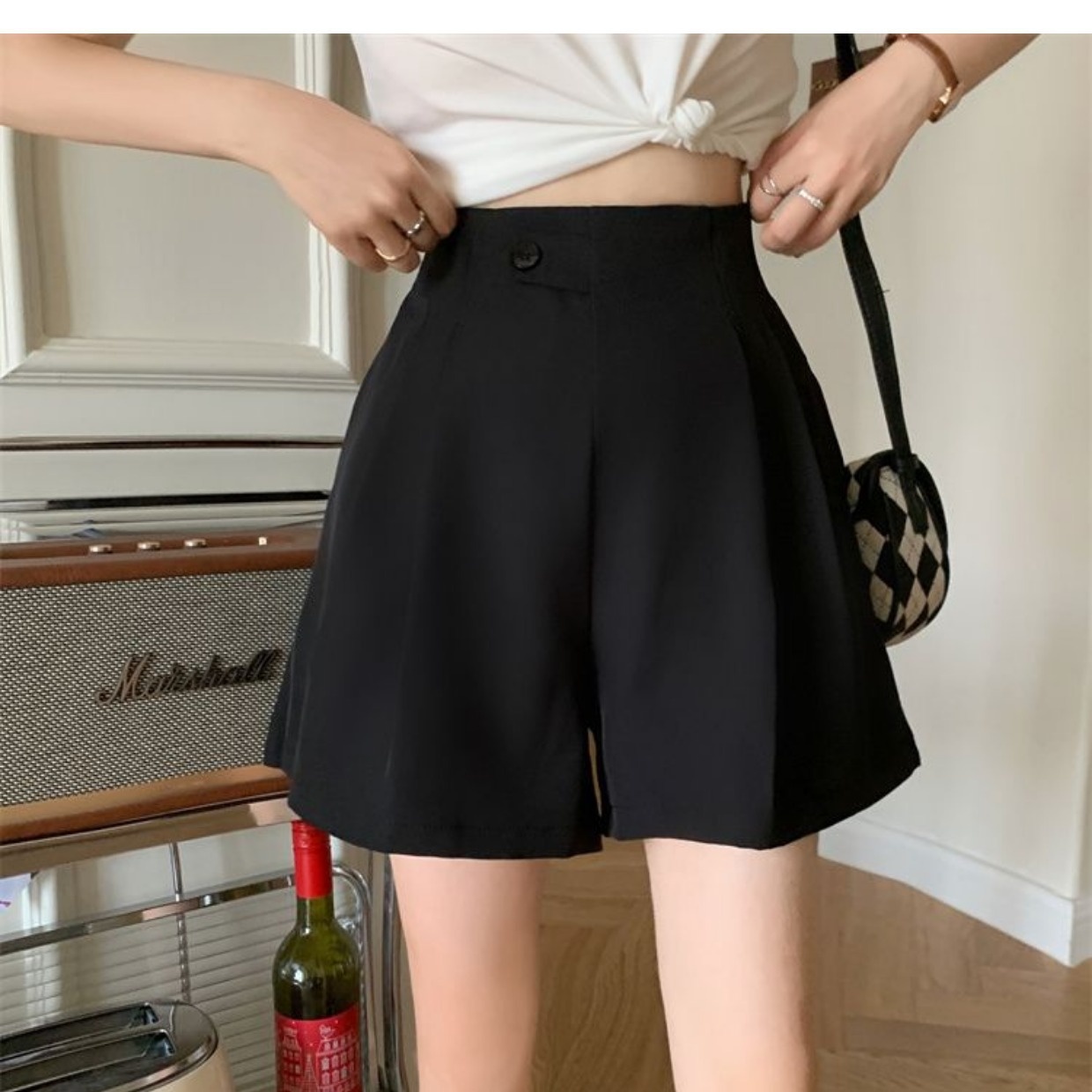 Pantalon large taille haute confortable pour femme, style été, nouvelle mode, short de costume décontracté coupe trapèze, en fibre de polyester