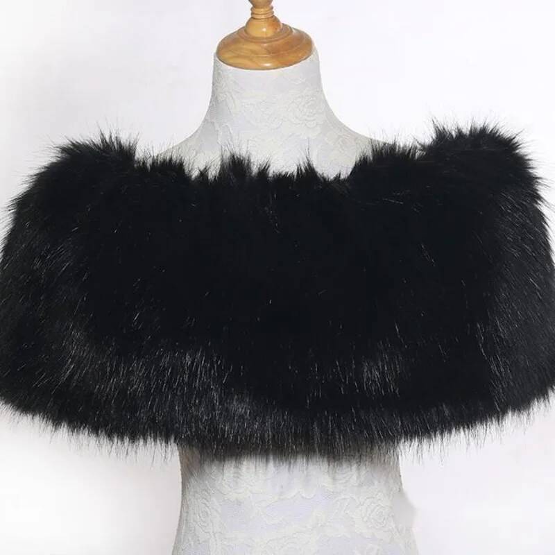 Hiver fourrure châle enveloppes femme élastique fausse fourrure de renard pull Cape élégante longue fourrure épaule couverture pour les femmes épaissi